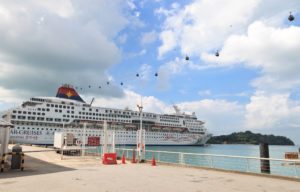 cruise liner SuperStar Gemini near Sentosa island