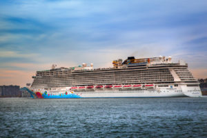 Cruise ship at sea with slide out