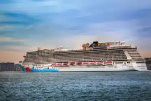 Cruise ship at sea with slide out
