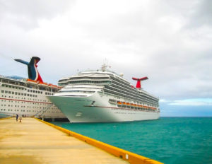 two cruise ships at port