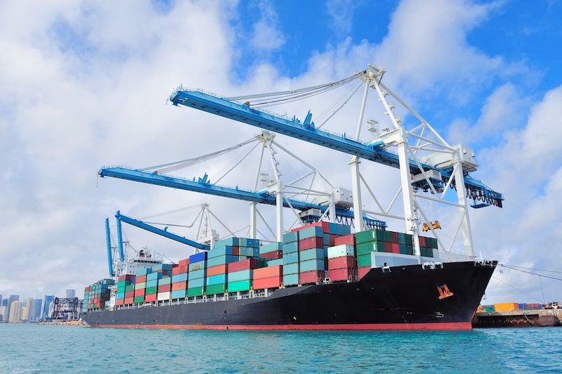 Cargo Ship In Miami Port