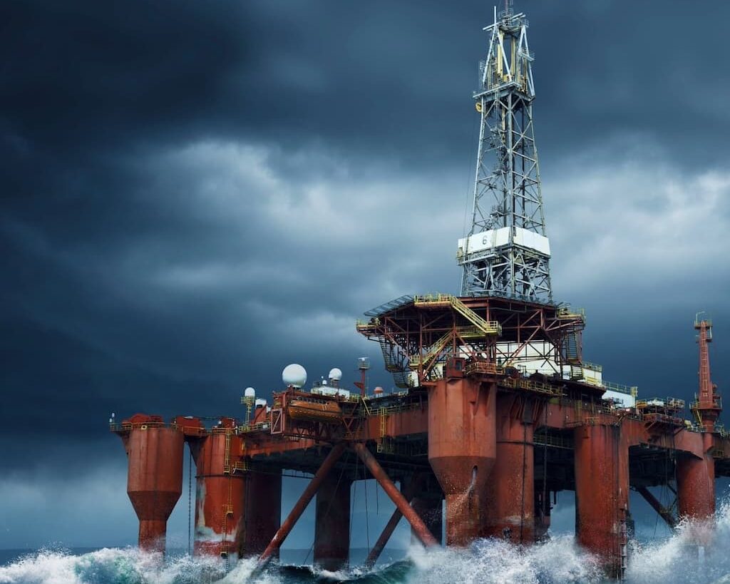 Oil Rig In Rough Seas