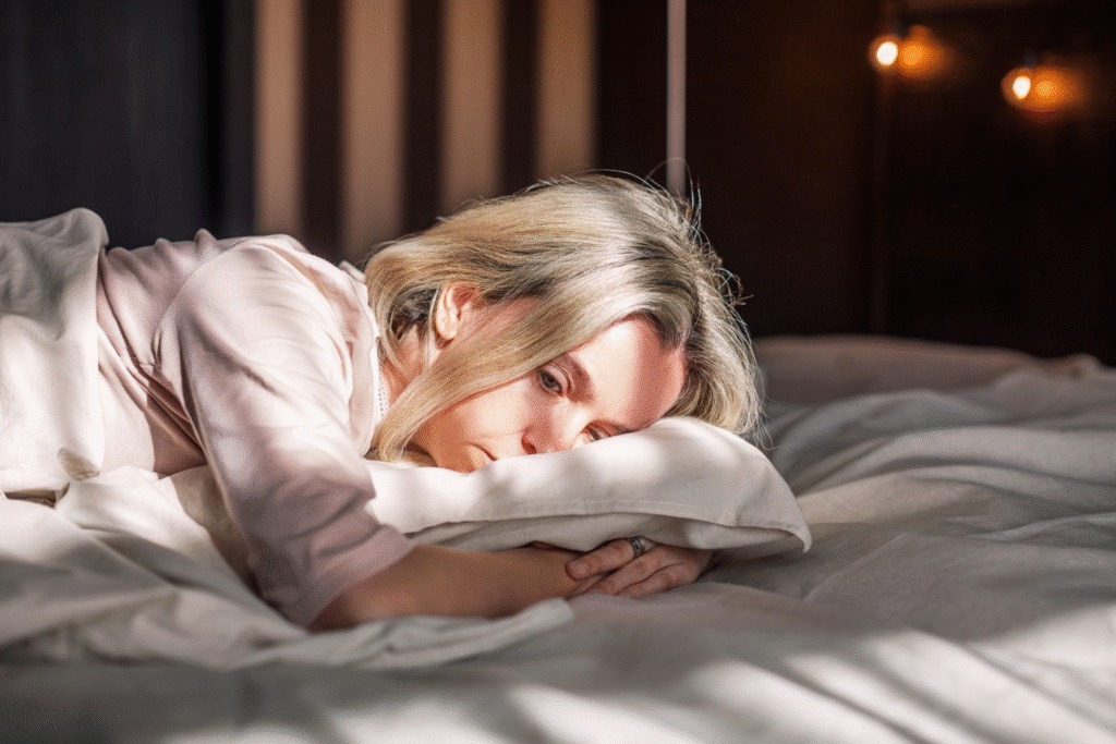 Woman laying in bed