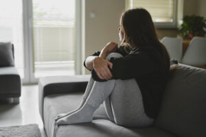 sad woman sitting